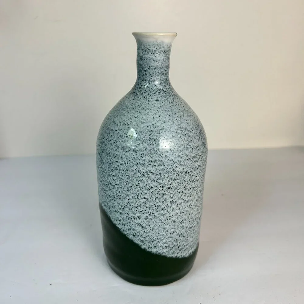 Pottery Bud Vase Speckled Blue Green Stoneware 7.5